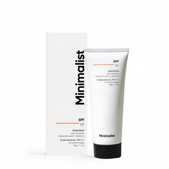 Minimalist Sunscreen SPF 60 PA ++++ | Pregnancy Safe | For Sensitive Skin | Photo stable | Broad Spectrum Sunscreen SPF 50+ With Potent Antioxidants & Advanced Filters | No White Cast | Non Irritant | 50 gm