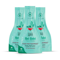 Nat Habit Tri-Leaf Rosemary NutriMask - Hair Mask For Hairfall, Conditioning, Smoothening & Shine, Suitable For All Hair & Scalp Types (Pack of 3 x 40gm)