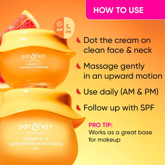 Dot & Key Vitamin C + E Sorbet Super Bright Moisturizer for Face | Vitamin C Face Cream For Glowing Skin | Fades Pigmentation & Dark Spots, Reduces Skin Dullness | Oil Free & Lightweight | For All Skin Types | 25ml