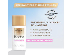 L’Oréal Paris Sunscreen, Non-Greasy, Brightening Sunscreen With Niacinamide, UVA & UVB Protection, With SPF 50 PA+++, Bright & Clear, UV Defender Serum Protector, 50 ml
