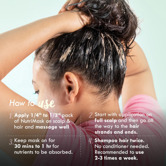 Nat Habit Neem Bhringraj Blend NutriMask - Hair Mask For Dandruff, Scalp Itchiness, Conditioning, Smoothening & Shine, Suitable For All Hair & Scalp Types (Pack of 3 x 40g)