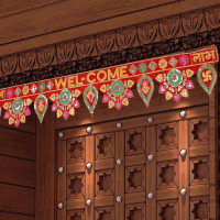 CraftVatika Welcome Toran bandarwal for Main Door Hanging Entrance Decoration Ganesha toranam Diwali Traditional puja Home Decor Velvet Handmade