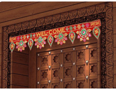 CraftVatika Welcome Toran bandarwal for Main Door Hanging Entrance Decoration Ganesha toranam Diwali Traditional puja Home Decor Velvet Handmade