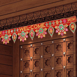 CraftVatika Welcome Toran bandarwal for Main Door Hanging Entrance Decoration Ganesha toranam Diwali Traditional puja Home Decor Velvet Handmade