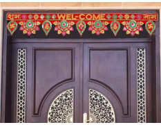 CraftVatika Welcome Toran bandarwal for Main Door Hanging Entrance Decoration Ganesha toranam Diwali Traditional puja Home Decor Velvet Handmade