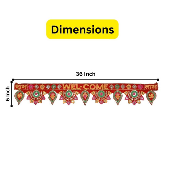 CraftVatika Welcome Toran bandarwal for Main Door Hanging Entrance Decoration Ganesha toranam Diwali Traditional puja Home Decor Velvet Handmade
