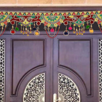 toran for Main Door Traditional bandarwal Handmade Hanging Latest Home décor mandir Decoration Entrance Main Pooja Room, Velvet Hand Embroidered (36 x 8 Inches)