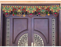 toran for Main Door Traditional bandarwal Handmade Hanging Latest Home décor mandir Decoration Entrance Main Pooja Room, Velvet Hand Embroidered (36 x 8 Inches)