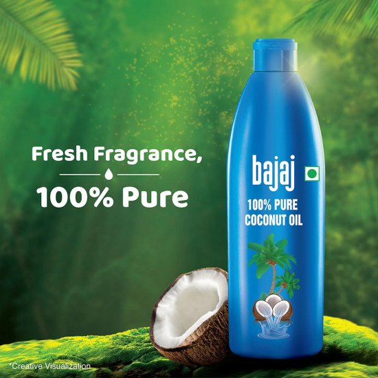 Bajaj 100% Pure Coconut Oil 600ml | Made with Premium Grade 1 Quality Coconuts Bajaj 100% Pure Coconut Oil 600ml | Made with Premium Grade 1 Quality Coconuts