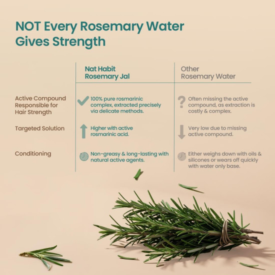 Nat Habit Rosemary Hair Jal – Conditioning Spray with With Pure Rosmarinic Complex for Hair Fall Control, DHT Support & Stronger Hair, Non-Greasy Leave-In 200ml