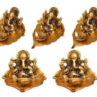 Collectible India 5 Ganesh Diya for Pooja - Diwali Decoration Items, Wedding Anniversary Housewarming Corporate Gift