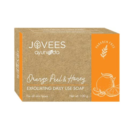 Jovees Herbal Orange Peel & Honey Soap 100 g, Basil Turmeric Anti Bacterial 100 g, Cinnamon & Neem Anti Acne Face Bar 75 g, Shea Butter & Aloe Vera Hydrating 100 g Soap Combo 4