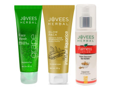 Jovees Herbal Grape Fairness Facewash 120 ML, Insta Fair Liquorice Glow Pack 120 g, Fairness Lotion SPF 25 100 ML Combo For Dull Skin...
