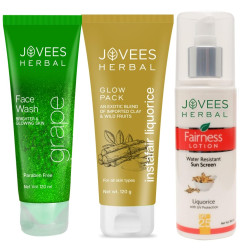 Jovees Herbal Grape Fairness Facewash 120 ML, Insta Fair Liquorice Glow Pack 120 g, Fairness Lotion SPF 25 100 ML Combo For Dull Skin...