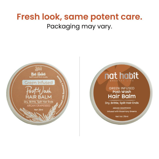 Nat Habit Argan Grapeseed Hair Balm For Men & Women Split Ends, Smoothening, Post Wash Straightening, Conditioning Infused With Rosemary & Oils - (Pack of 1, 25ml)