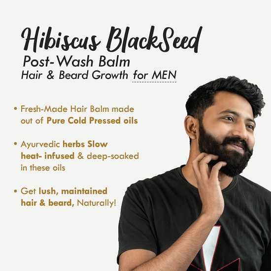 Nat Habit Hibiscus Black Seed Hair & Beard Balm For Hair Growth, Beard Growth, Hair Smoothening & Straightening - Infused With Hibiscus Leaves (Pack Of 1, 25Ml), 35 Grams