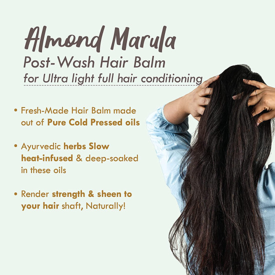 Nat Habit Almond Marula Hair Balm For Men & Women Split Ends, Smoothening, Straightening, Conditioning & Frizzy Hair- Infused with Sage Leaves & Oils (Pack of 1, 25ml)