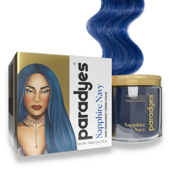 Paradyes Semi-permanent Sappire Navy DIY Conditioner Based Hair Colour infused with Aloe-vera, Bhringaraj, Brahmi, Almonds & Amla 120 gm