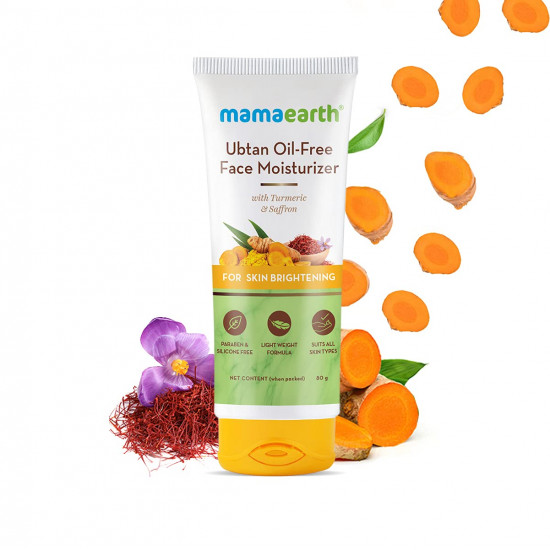 Mamaearth Ubtan Oil-Free Face Moisturizer With Turmeric & Saffron For Skin Brightening - 80g