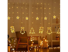 The Purple Tree Plastic Christmas Reindeer LED Curtain Lights -2.5 M (Pack of 1) Warm White, Lights for Christmas, Christmas Lights, Led Curtain Light, Festive Light,