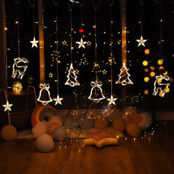 The Purple Tree Plastic Christmas Reindeer LED Curtain Lights -2.5 M (Pack of 1) Warm White, Lights for Christmas, Christmas Lights, Led Curtain Light, Festive Light,