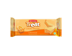 Britannia Treat Crème Wafers - Orange Flavoured Wafer Biscuit | 55 gm