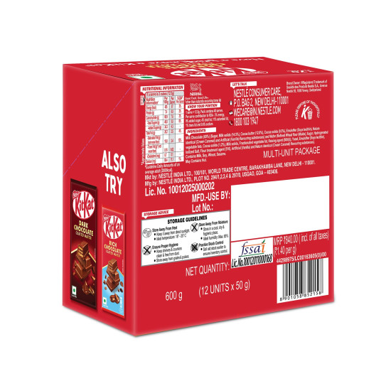 KIT KAT Nestlé Caramel Chocolate Coated Wafer, 50G X 12 Units, 600 G