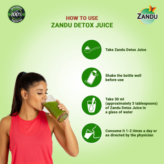 ZANDU Detox Juice 500ml | Rich in Vitamin C, Helps with Body Detox and Blood Purification | 100% Ayurvedic and Natural