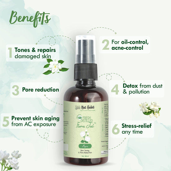 Nat Habit - 100% Pure Mogra Jal - Mogra Water - Toner, Face-Mist, Astringent & Face - Spray- Ayurvedic Steam-Distilled For Oil-Control, Acne-Control, Skin Hydration (Pack of 3, 100 ml) Nat Habit - 100% Pure Mogra Jal - Mogra Water - Toner, Face-Mist, Astringent & Face - Spray- Ayurvedic Steam-Distilled For Oil-Control, Acne-Control, Skin Hydration (Pack of 3, 100 ml)