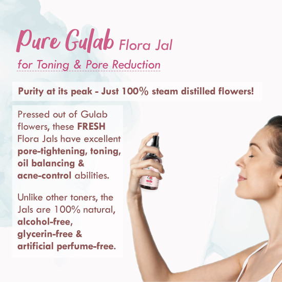 Nat Habit 100% Pure Gulab Jal - Rose Water - Toner, Face-Mist, Astringent & Face Spray - Ayurvedic, Steam-Distilled For Oil-Control, Skin Hydration (Pack of 1, 100 ml)