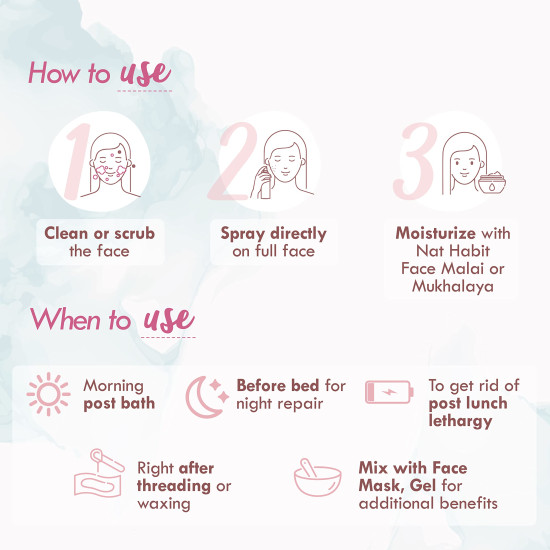 Nat Habit 100% Pure Gulab Jal - Rose Water - Toner, Face-Mist, Astringent & Face Spray - Ayurvedic, Steam-Distilled For Oil-Control, Skin Hydration (Pack of 1, 100 ml)