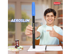 Reynolds AEROSLIM Ball Pen SET - 25 BLUE PENS WITH COMFORTABLE GRIP |BLUE BALL PENS FOR WRITING | PEN FOR STUDENTS & OFFICE STATIONERY | 0.7 mm TIP SIZE
