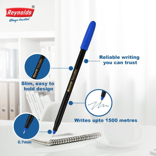 Reynolds AEROSLIM Ball Pen SET - 25 BLUE PENS WITH COMFORTABLE GRIP |BLUE BALL PENS FOR WRITING | PEN FOR STUDENTS & OFFICE STATIONERY | 0.7 mm TIP SIZE Reynolds AEROSLIM Ball Pen SET - 25 BLUE PENS WITH COMFORTABLE GRIP |BLUE BALL PENS FOR WRITING | PEN FOR STUDENTS & OFFICE STATIONERY | 0.7 mm TIP SIZE