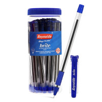 Reynolds BRITE Ball Pen SET - 25 BLUE PENS WITH COMFORTABLE GRIP | BALL PENS FOR WRITING | PEN FOR STUDENTS & OFFICE STATIONERY | 0.7 mm TIP SIZE