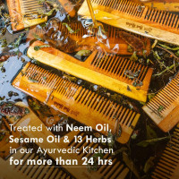 Nat Habit Kacchi Neem Wooden Comb, Soaked In 17 Herbs, Neem & Sesame Oil For Multi-Actions - Detangling, Frizz Control & Shine Suited For All Hair Types (Wide Tooth)
