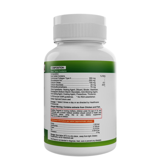 Nveda Joint Support Tablets for Men & Women | Collagen Type 2, Glucosamine, MSM & Calcium | Joint Pain Relief, Cartilage Support, Joint Mobility & Arthritis Support Supplement | 60 Tablets