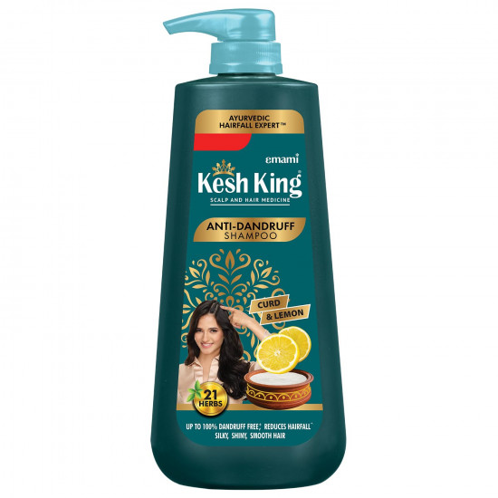 Kesh King Ayurvedic Anti-Dandruff, Reduces Hair Fall Soothes Itchy Scalp No Paraben & No Silicon, 21 Natural Ingredients The Goodness Of Curd, Lemon And Neem Shampoo For Women And Men - 600 Ml