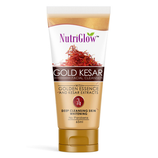 NutriGlow Gold kesar Face Wash For Deep Cleansing, Tan Removal, Skin Tightening Non Foaming Face Wash, All Skin Types, No Sulphate, 65 ml