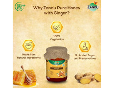 Zandu Pure Honey with Ginger: Specially Formulated to Meet Holistic Wellness Needs | Offers Relief from Cough and Cold | Helps Boost Immunity & Supports Digestive Health (Pack of 650 g)