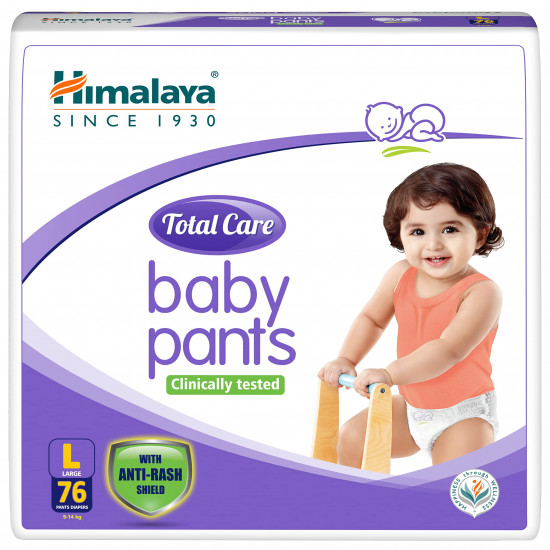 Himalaya Total Care Baby Pants Diapers, Large (9-14 kg), 76 Count, White