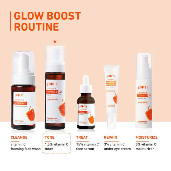 Plum Vitamin C Face Toner for Glowing Skin & Reduce Pigmentation | for Women & Men | with Mandarin & Kakadu | Alcohol Free | for Oily, Combination, Acne Prone, Dry, Normal, Sensitive Skin | 100ml