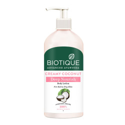 Biotique Creamy Coconut Deep Nourish Body lotion For Extra Dry Skin | Heals, Repairs, and Soothes the Skin | Moisturizing and Skin-Humidifying | 100% Botanical Extracts| All Skin Types | 300ml