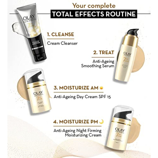 Olay Total Effects 7 in 1 Anti-Ageing Face Moisturizer for Women, Vitamin B3 & E, 50g | Hydrates, Evens Skin Tone & Reduces Fine Lines (50g, combo)