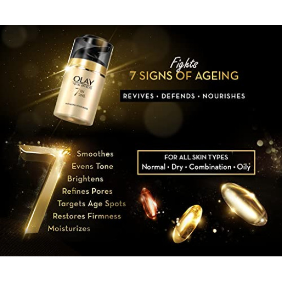 Olay Total Effects 7 in 1 Anti-Ageing Face Moisturizer for Women, Vitamin B3 & E, 50g | Hydrates, Evens Skin Tone & Reduces Fine Lines (50g, combo)