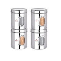 Ebun Stainless Steel Multipurpose See Through Containers - Airtight Canisters | Pack Of 4 Pcs Ebun Stainless Steel Multipurpose See Through Containers - Airtight Canisters | Pack Of 4 Pcs