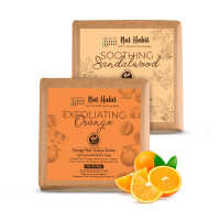 Nat Habit Orange & Sandalwood De-Tan Bath Soap Combo | Cold-Processed Soaps with Vitamin C & Rakt Chandan | Body Acne, Pimple & Oil Control, Skin Brightening, Scar Reduction & Collagen Boost| 125g Each