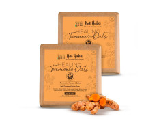 Nat Habit Turmeric Oats Bath Butter Soap | Ayurvedic Body Tan Removal for Women & Men | De-Tan, Anti Tan & Antibacterial Bar| Scar Reduction & Deep Cleansing | Handmade Haldi Soap | 125g x 2