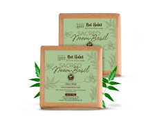 Nat Habit Neem Basil Butter Soap|Cold Processed Ayurvedic Soap with Neem Actives|Antibacterial, Herbal Soaps for Bath|Anti-Inflammatory Handmade Neem Soap Bar|Essential Oils for Body Acne| 125g x 2