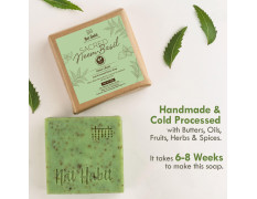 Nat Habit Neem Basil Butter Soap|Cold Processed Ayurvedic Soap with Neem Actives|Antibacterial, Herbal Soaps for Bath|Anti-Inflammatory Handmade Neem Soap Bar|Essential Oils for Body Acne| 125g x 2