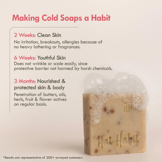 Nat Habit Brightening Milk-Rosehip Bath Soap With Ayurvedic Cold Processed & Vit C For Cleansing, Skin Whitening, Tan Removal & Scar Reduction (125gm)